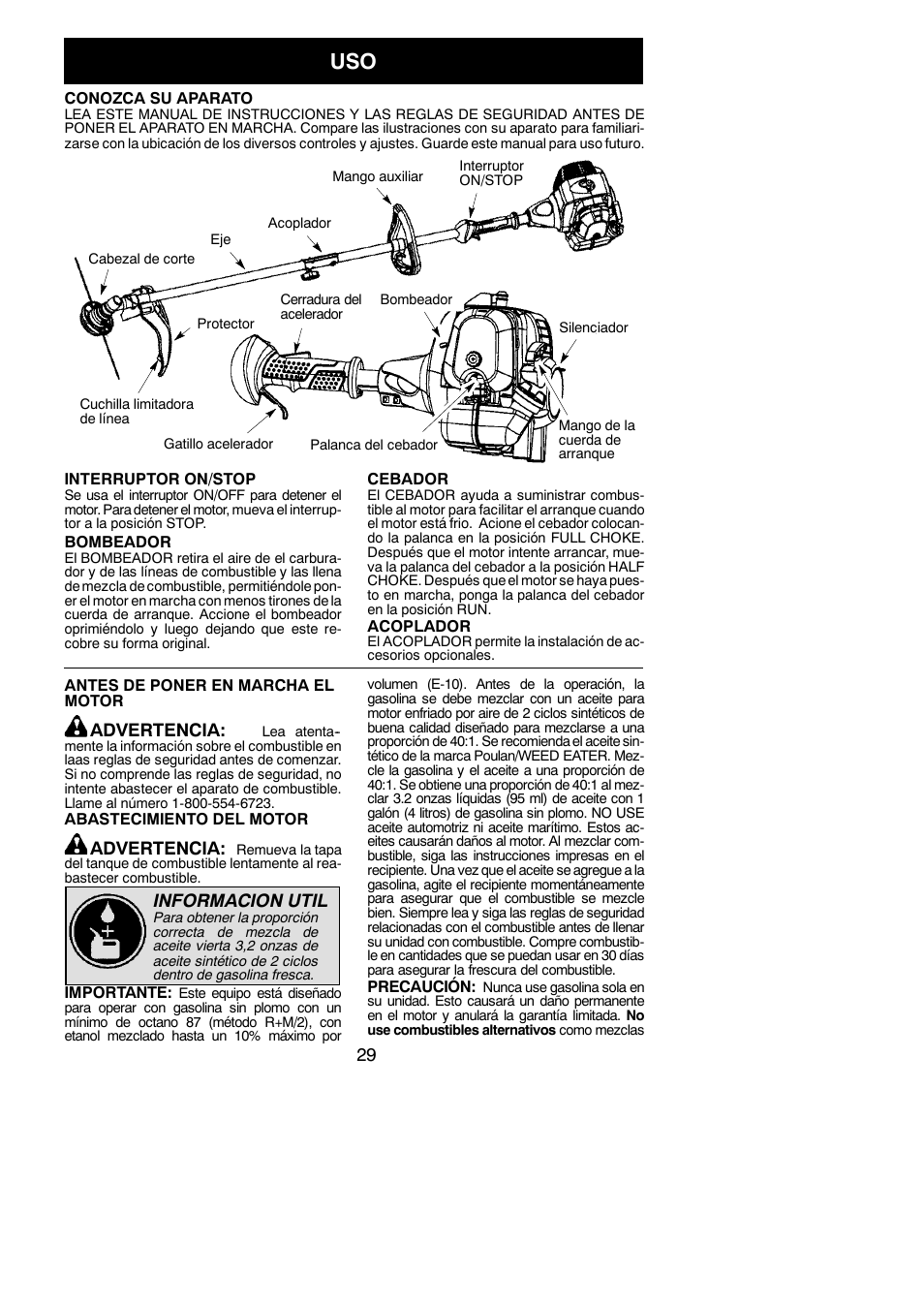 Poulan Pro PP130 User Manual | Page 29 / 60