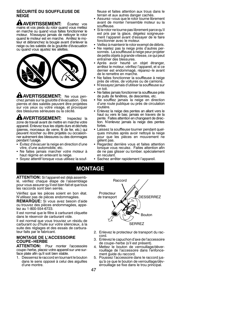 Montage | Poulan Pro PP130 User Manual | Page 47 / 60