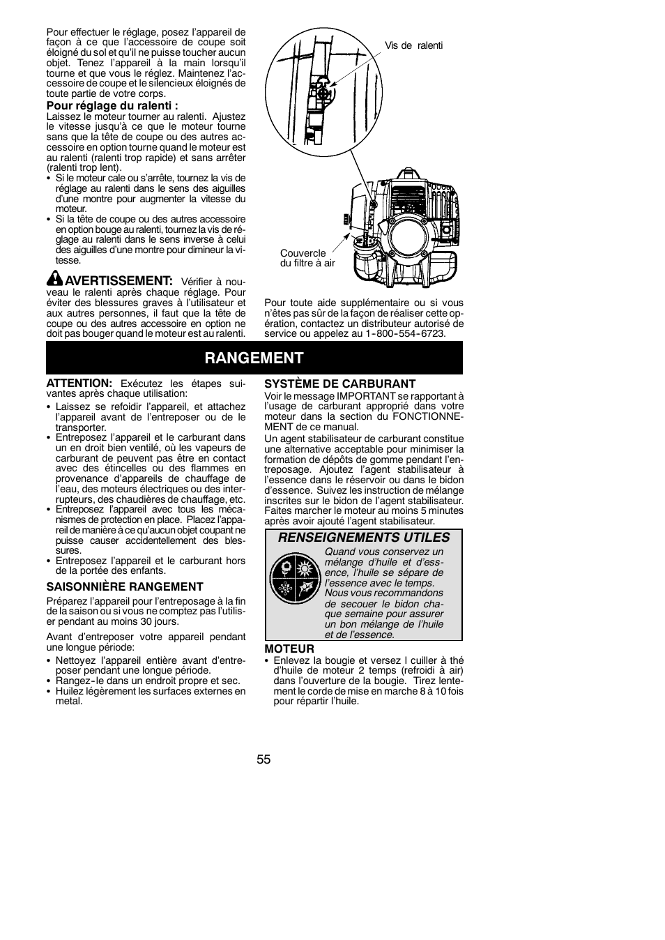 Rangement | Poulan Pro PP130 User Manual | Page 55 / 60