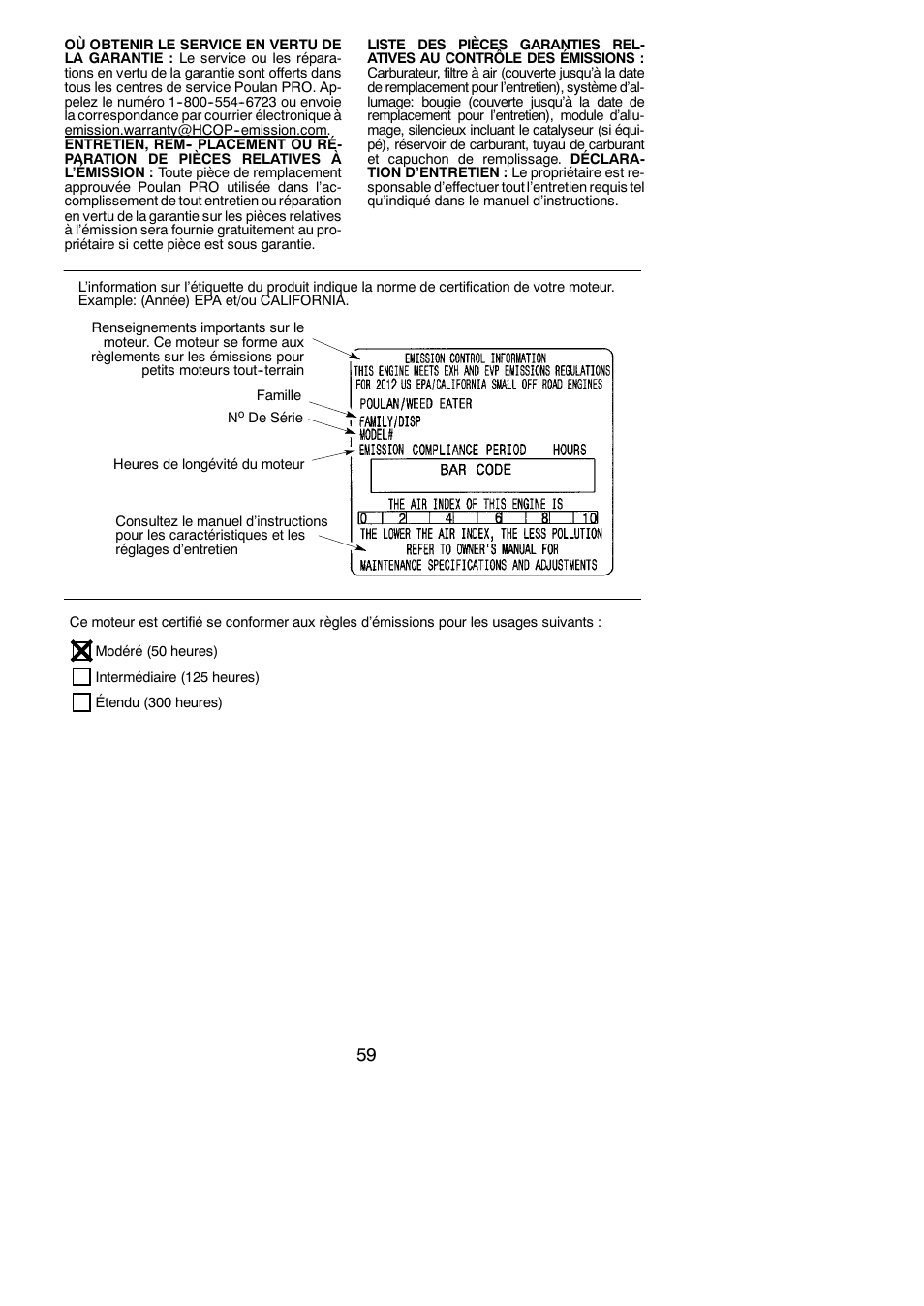 Poulan Pro PP130 User Manual | Page 59 / 60