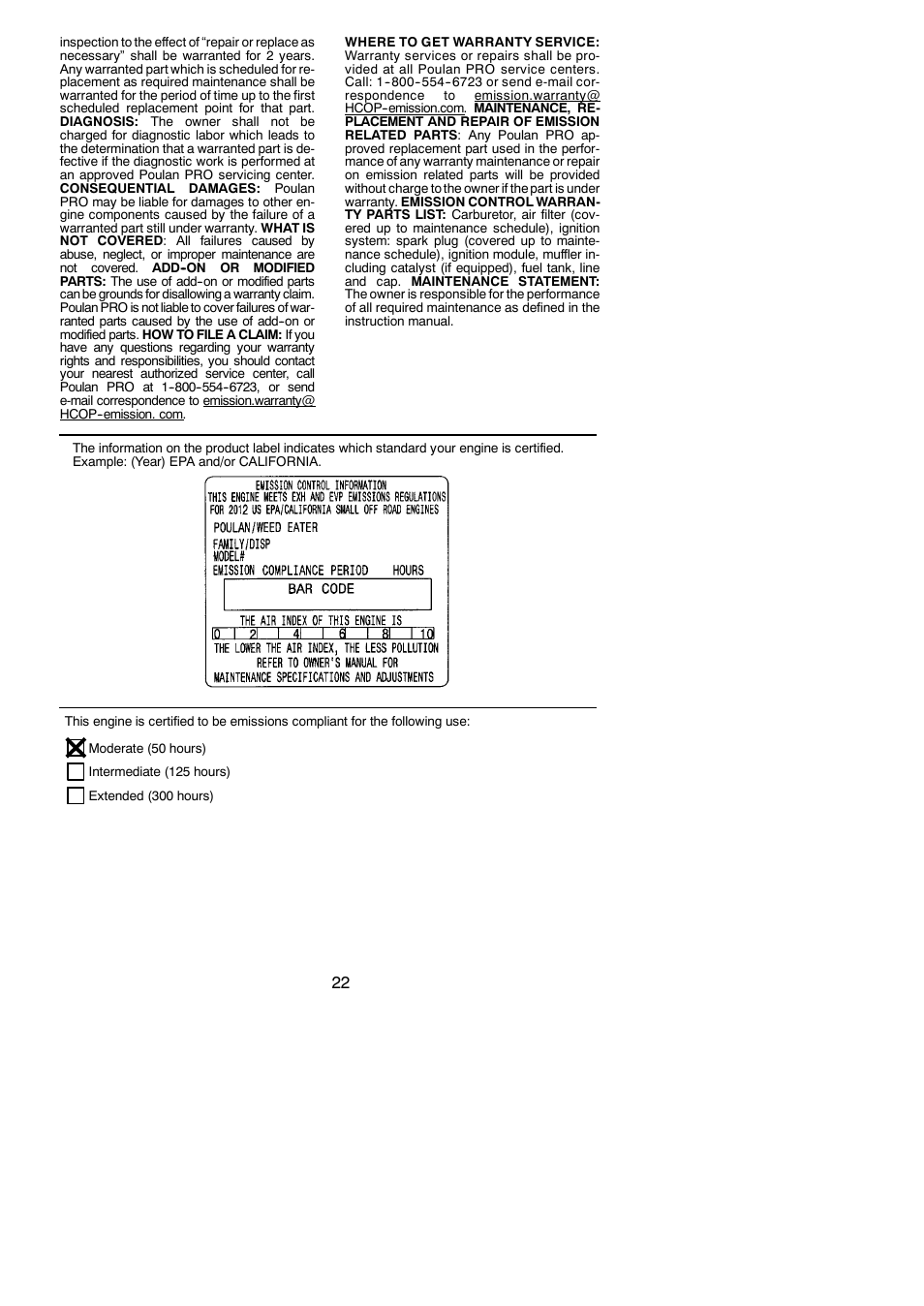 Poulan Pro PP258TPC User Manual | Page 22 / 72