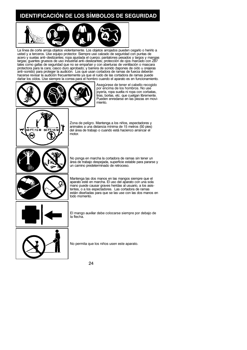 Identificación de los símbolos de seguridad | Poulan Pro PP258TPC User Manual | Page 24 / 72