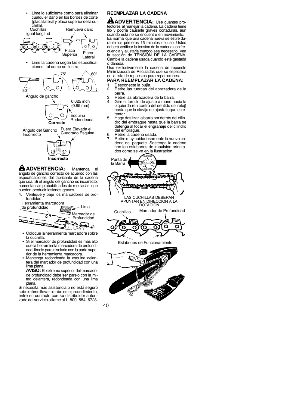 Advertencia | Poulan Pro PP258TPC User Manual | Page 40 / 72