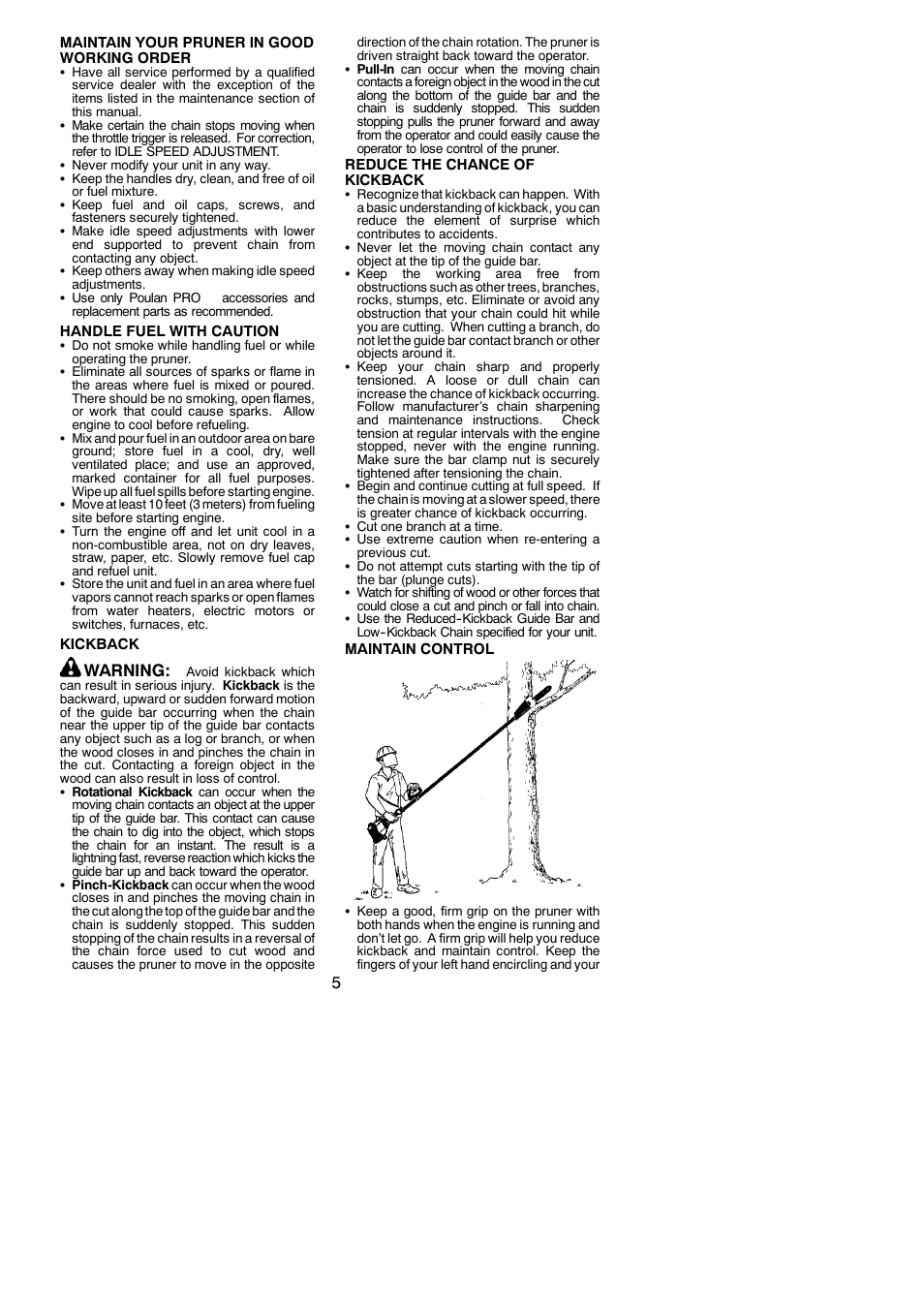Warning | Poulan Pro PP258TPC User Manual | Page 5 / 72