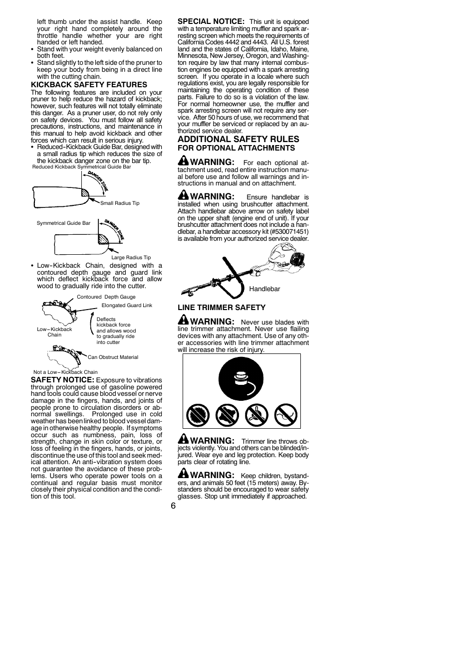 Additional safety rules, Warning | Poulan Pro PP258TPC User Manual | Page 6 / 72