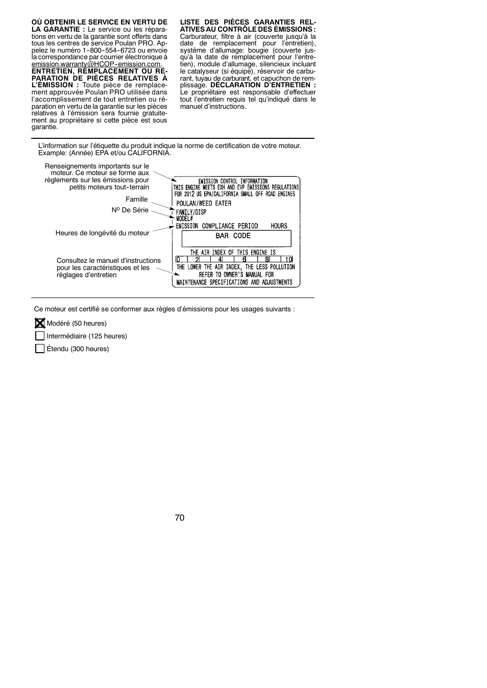 Poulan Pro PP258TPC User Manual | Page 70 / 72