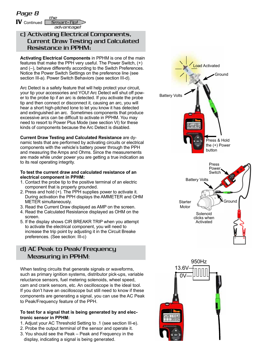 D) ac peak to peak/ frequency measuring in pphm | Power Probe The Hook User Manual | Page 8 / 20