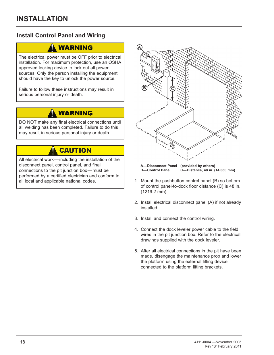 Installation, Install control panel and wiring | Poweramp EH SERIES HYDRAULIC User Manual | Page 20 / 52