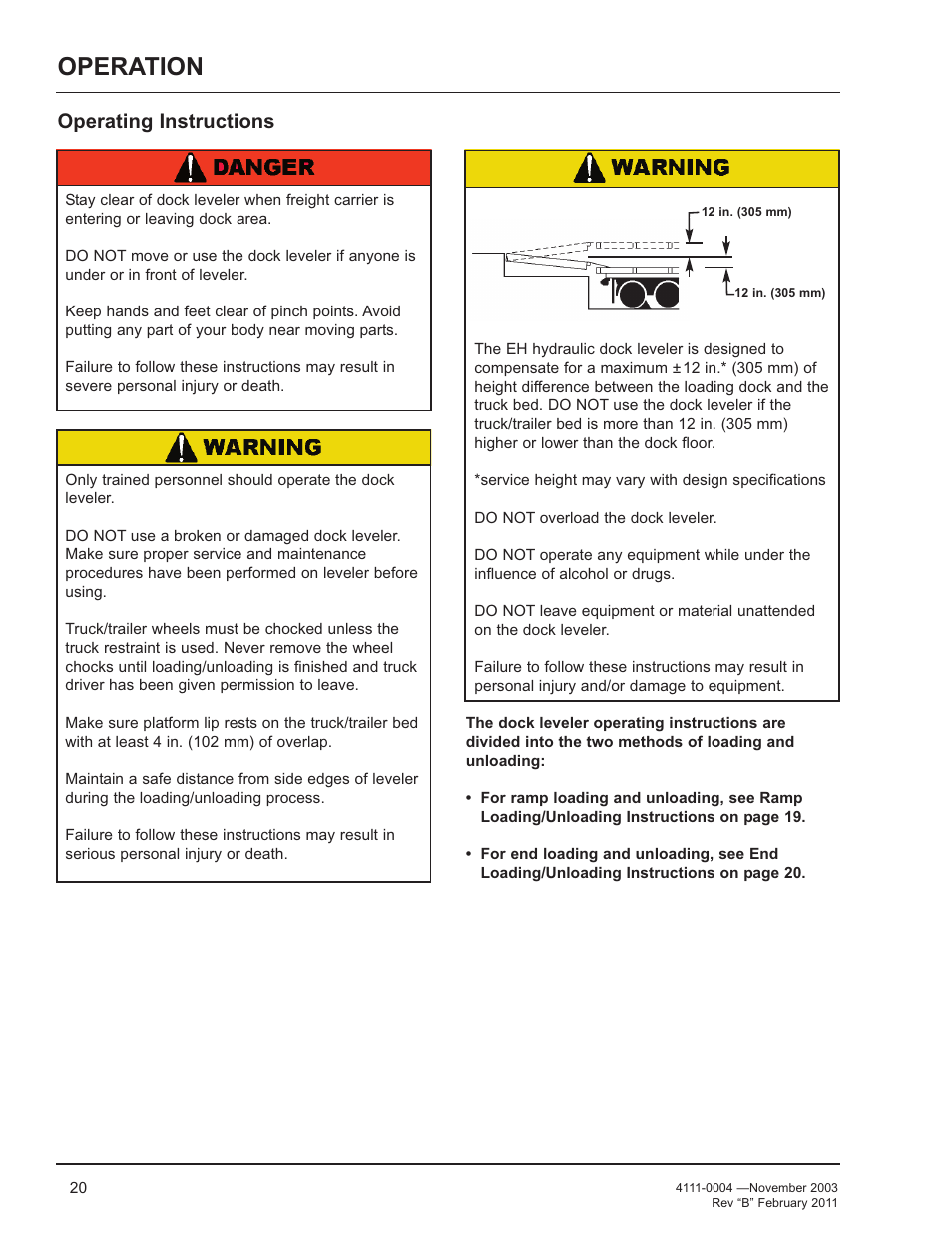 Operation, Operating instructions | Poweramp EH SERIES HYDRAULIC User Manual | Page 22 / 52