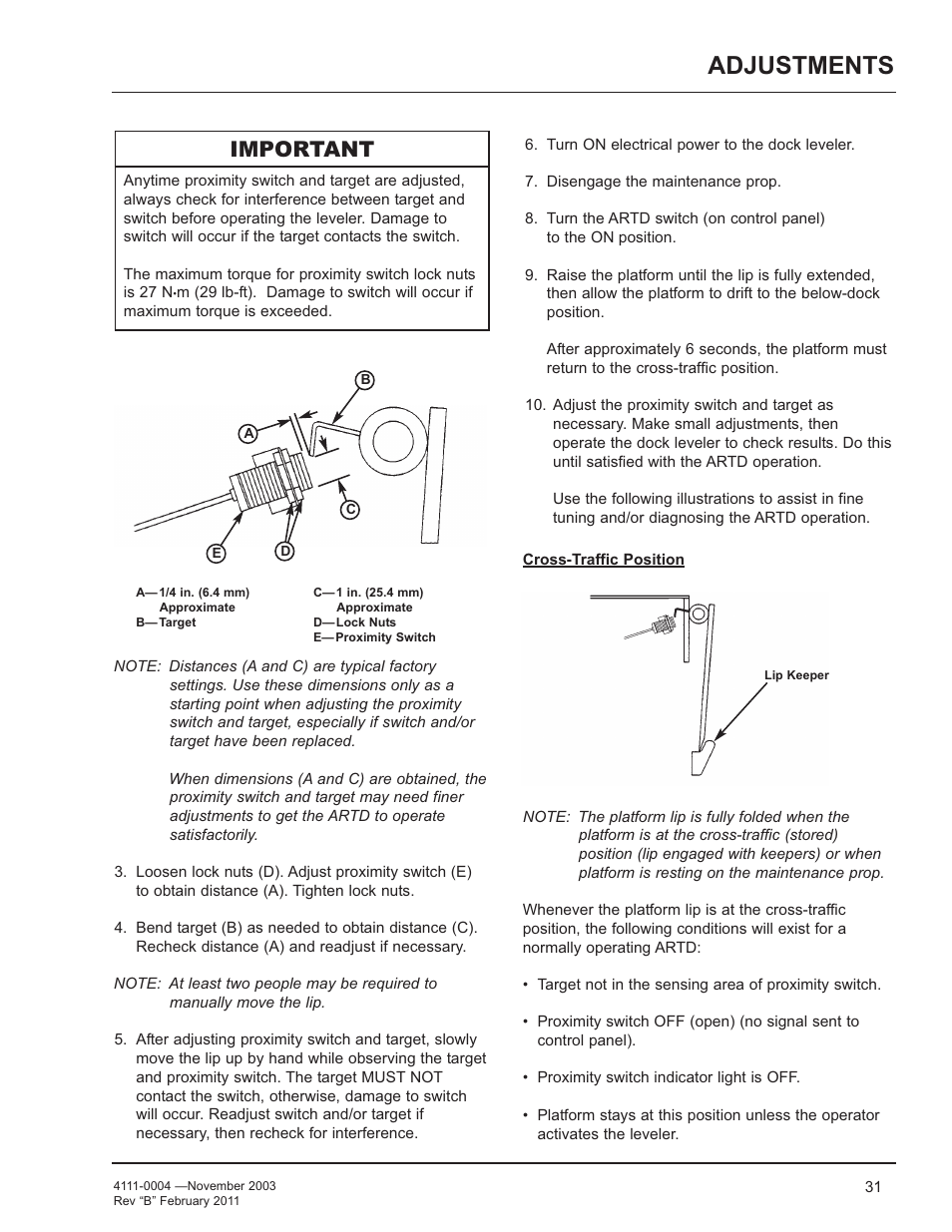 Adjustments, Important | Poweramp EH SERIES HYDRAULIC User Manual | Page 33 / 52