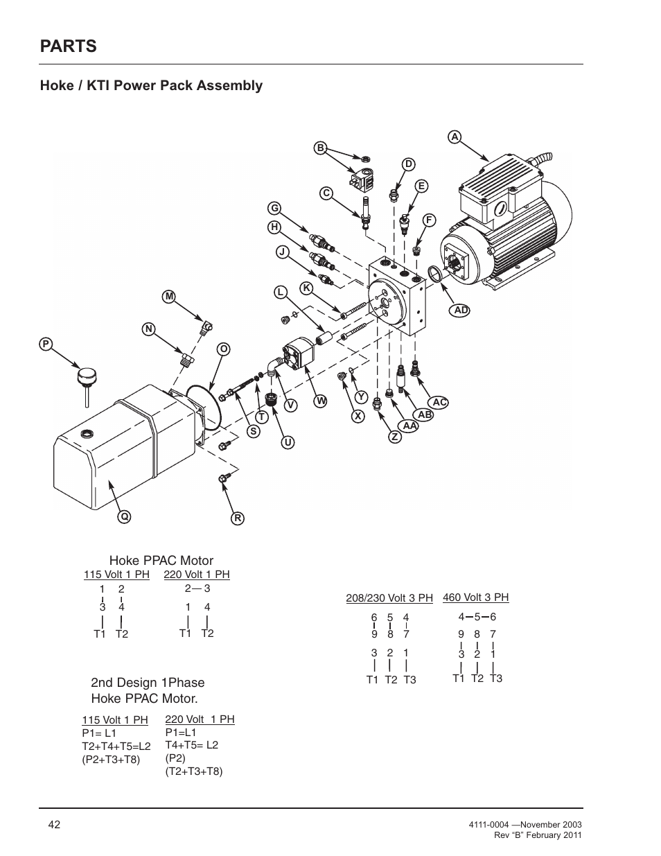 Parts, Hoke / kti power pack assembly | Poweramp EH SERIES HYDRAULIC User Manual | Page 44 / 52
