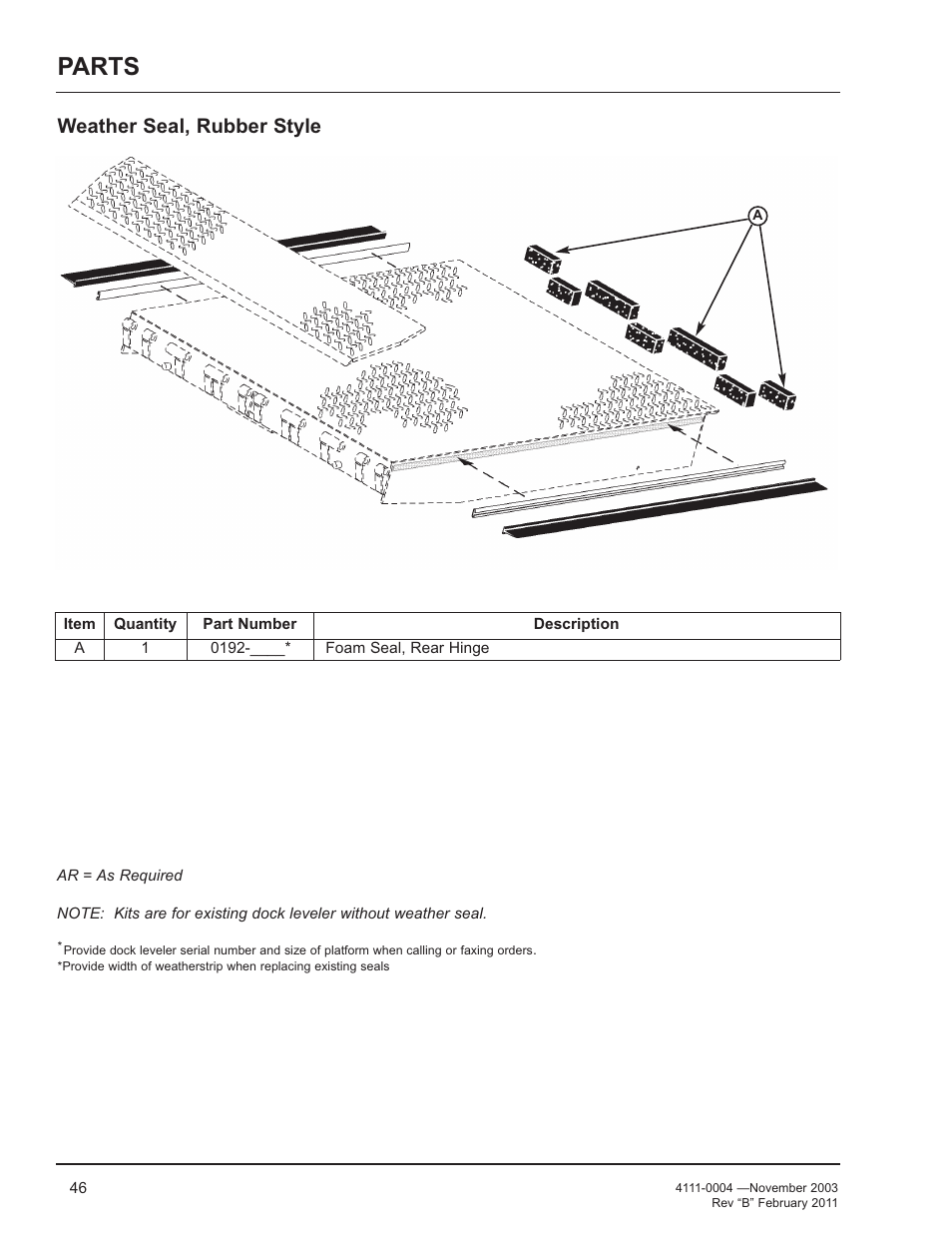 Parts, Weather seal, rubber style | Poweramp EH SERIES HYDRAULIC User Manual | Page 48 / 52