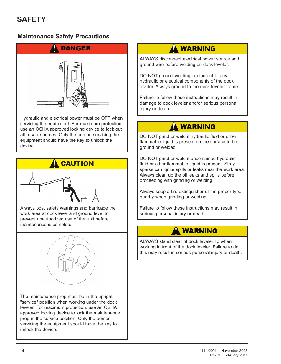 Safety, Maintenance safety precautions | Poweramp EH SERIES HYDRAULIC User Manual | Page 6 / 52