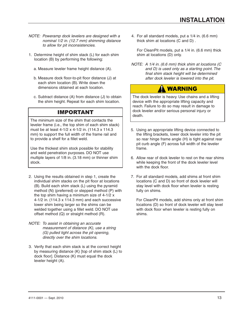 Installation, Important | Poweramp PR SERIES HYDRAULIC User Manual | Page 15 / 56