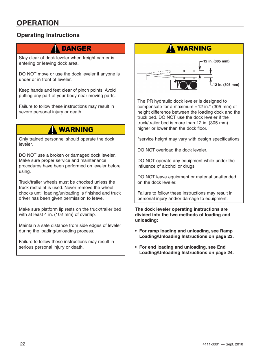 Operation, Operating instructions | Poweramp PR SERIES HYDRAULIC User Manual | Page 24 / 56
