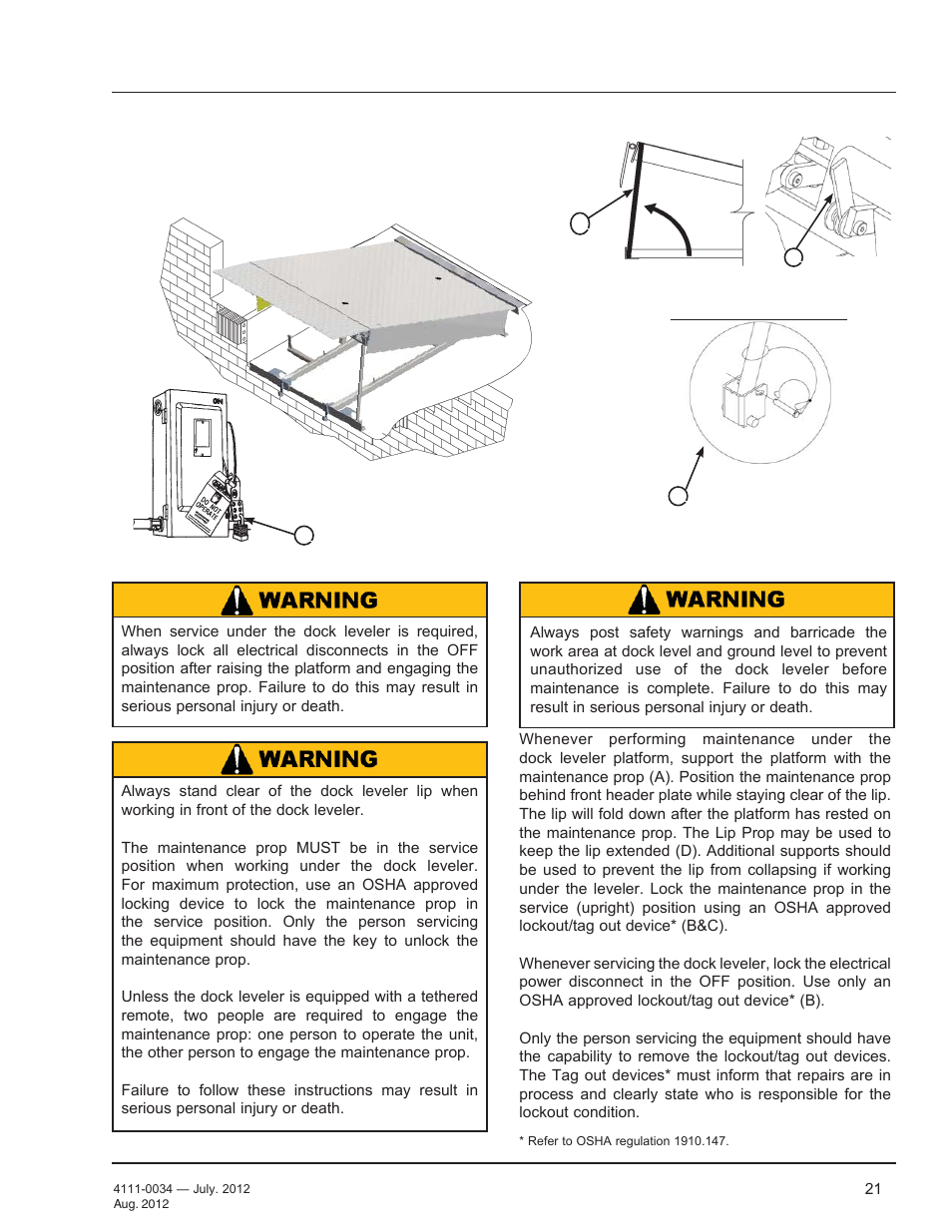 Maintenance, Service dock leveler safely | Poweramp CentraAir AIR POWERED User Manual | Page 23 / 44