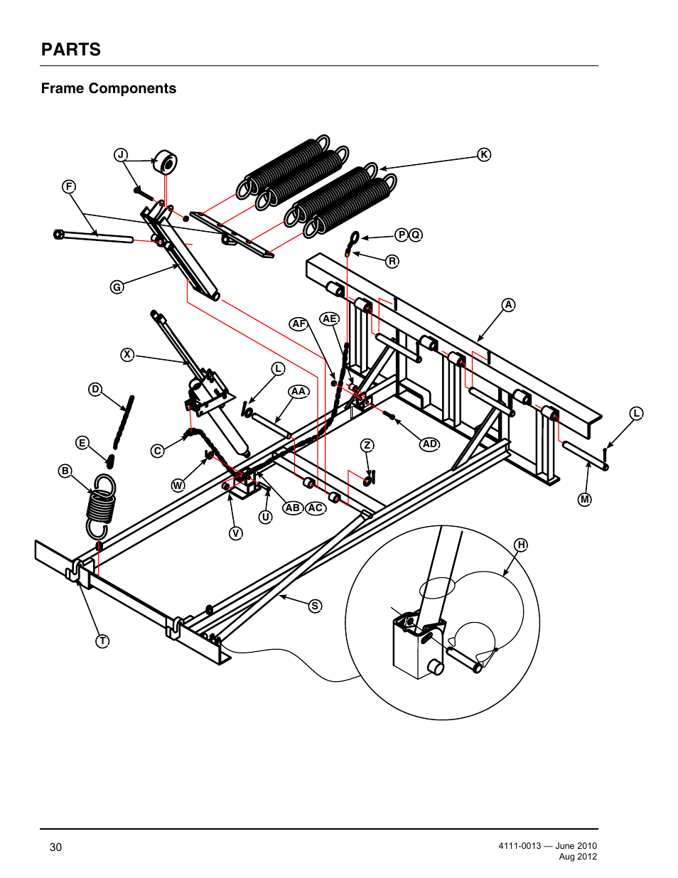 Parts, Frame components | Poweramp LMP SERIES MECHANICAL User Manual | Page 32 / 40