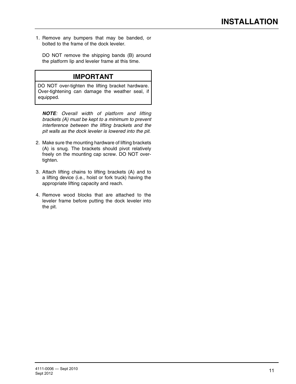 Installation, Important | Poweramp CM SERIES MECHANICAL User Manual | Page 13 / 44