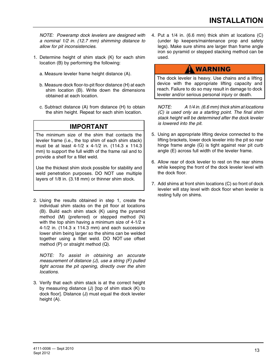 Installation, Important | Poweramp CM SERIES MECHANICAL User Manual | Page 15 / 44