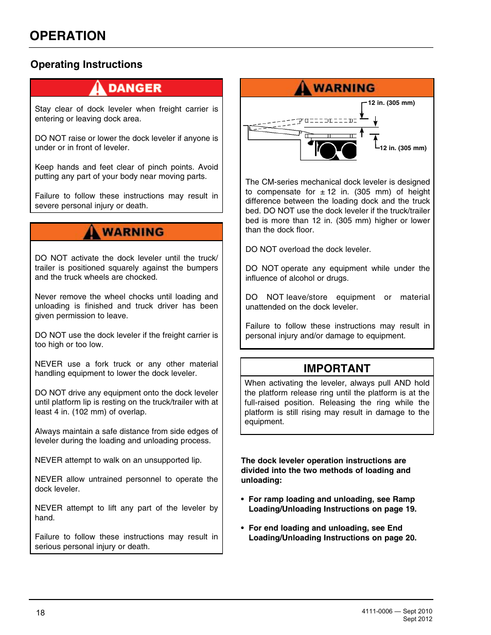 Operation, Important, Operating instructions | Poweramp CM SERIES MECHANICAL User Manual | Page 20 / 44
