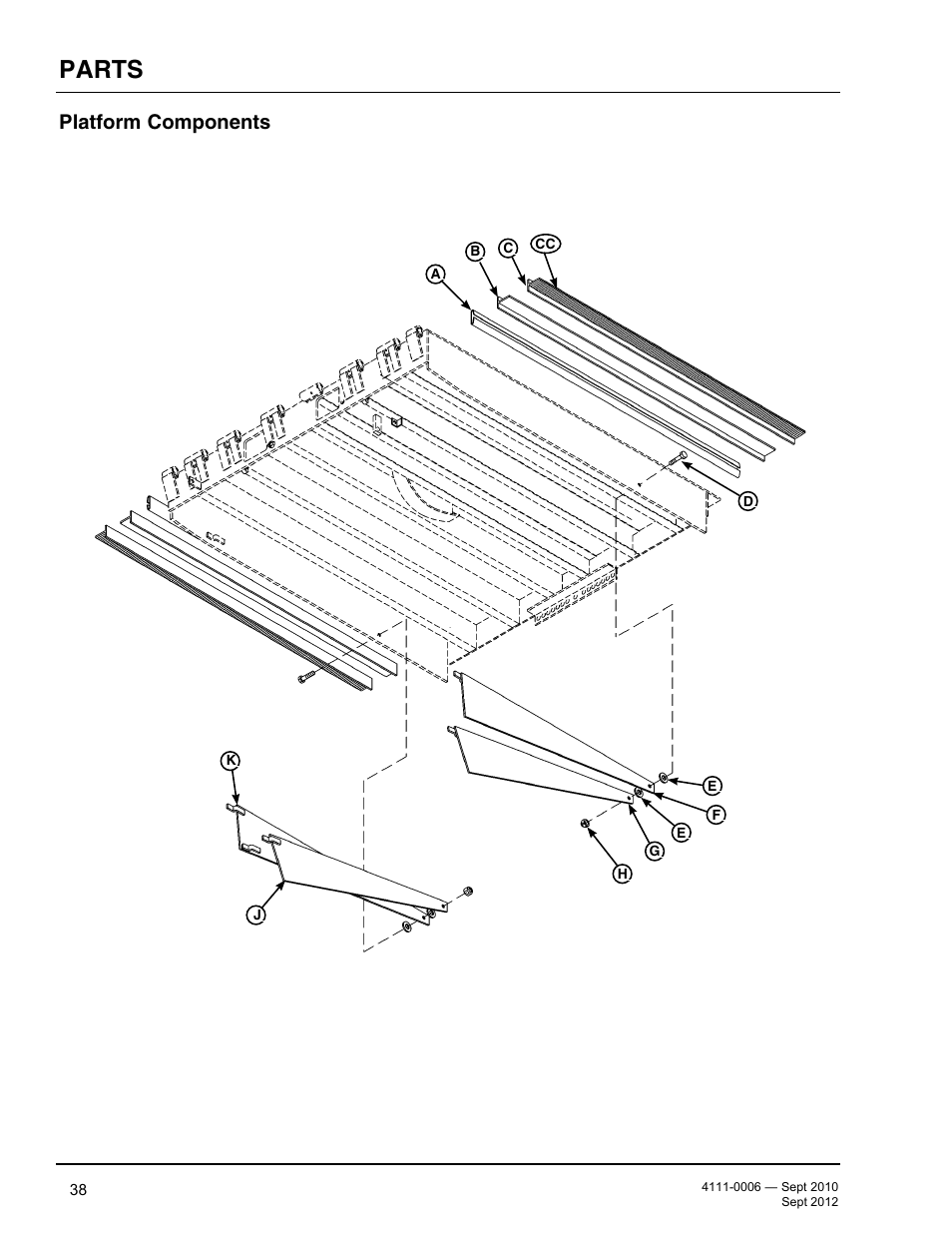 Parts, Platform components | Poweramp CM SERIES MECHANICAL User Manual | Page 40 / 44