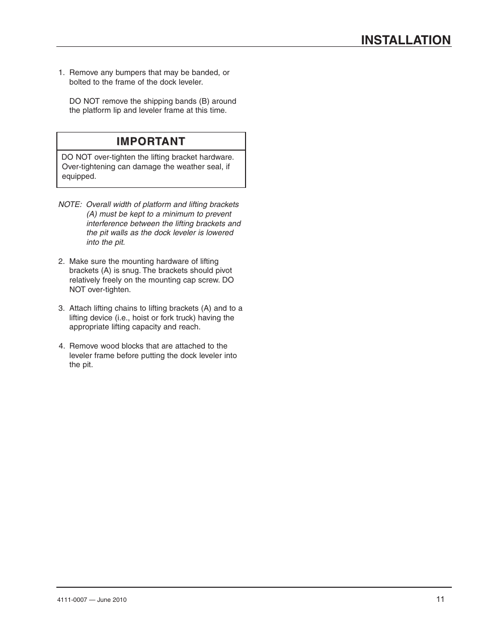Installation, Important | Poweramp HM SERIES MECHANICAL User Manual | Page 13 / 40