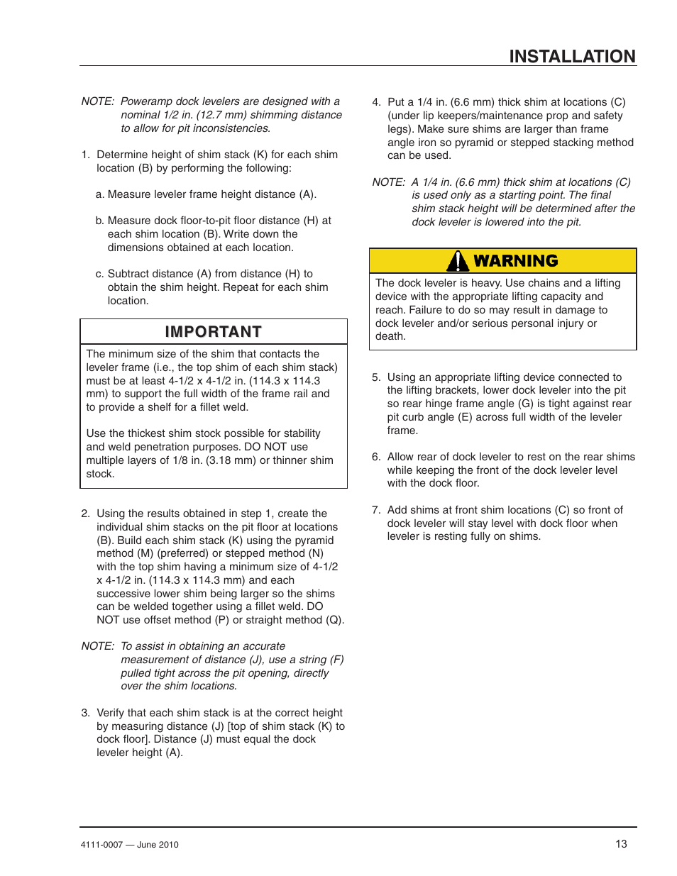 Installation, Important | Poweramp HM SERIES MECHANICAL User Manual | Page 15 / 40