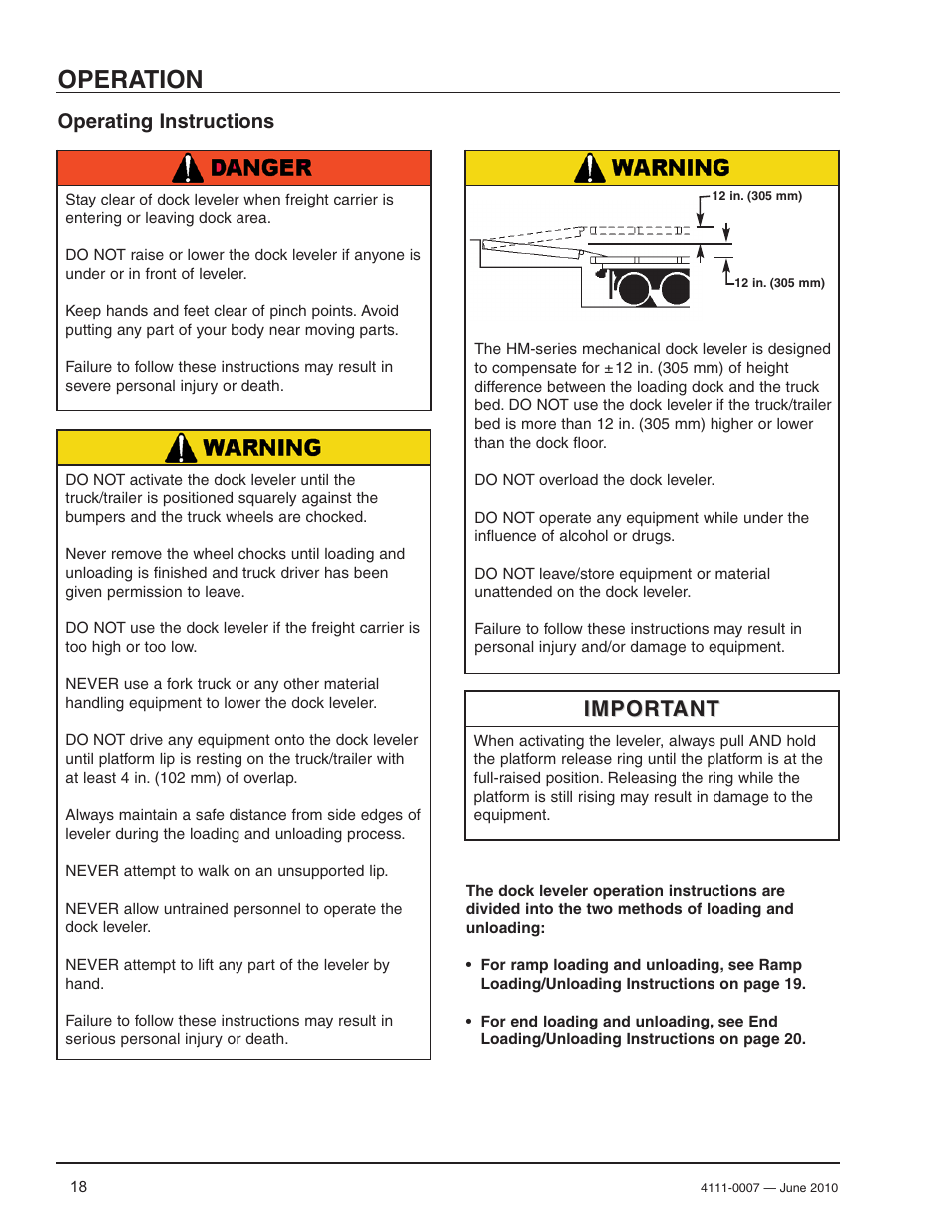 Operation, Important, Operating instructions | Poweramp HM SERIES MECHANICAL User Manual | Page 20 / 40