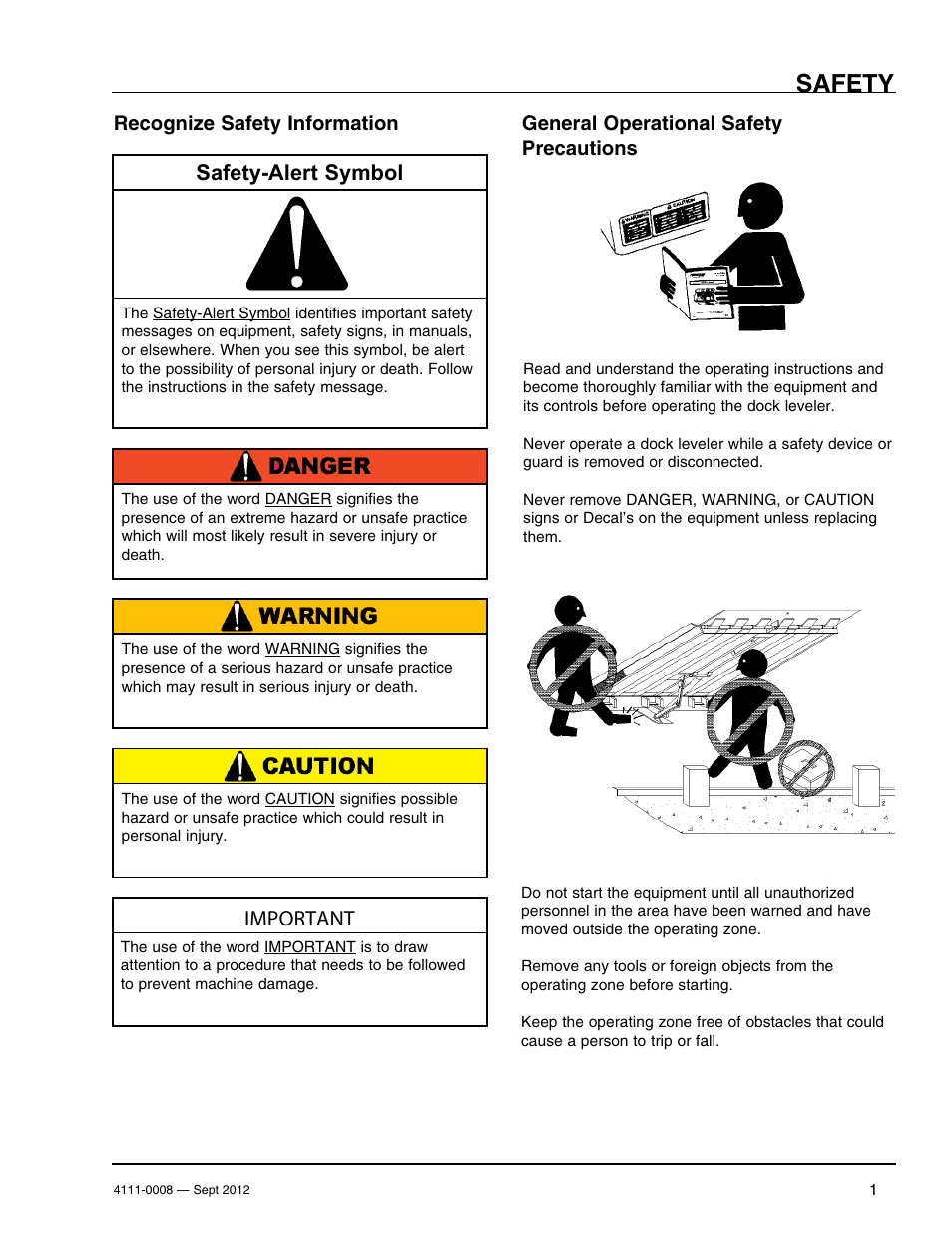 Safety, Safety-alert symbol, Important | Poweramp VS SERIES HYDRAULIC User Manual | Page 3 / 60