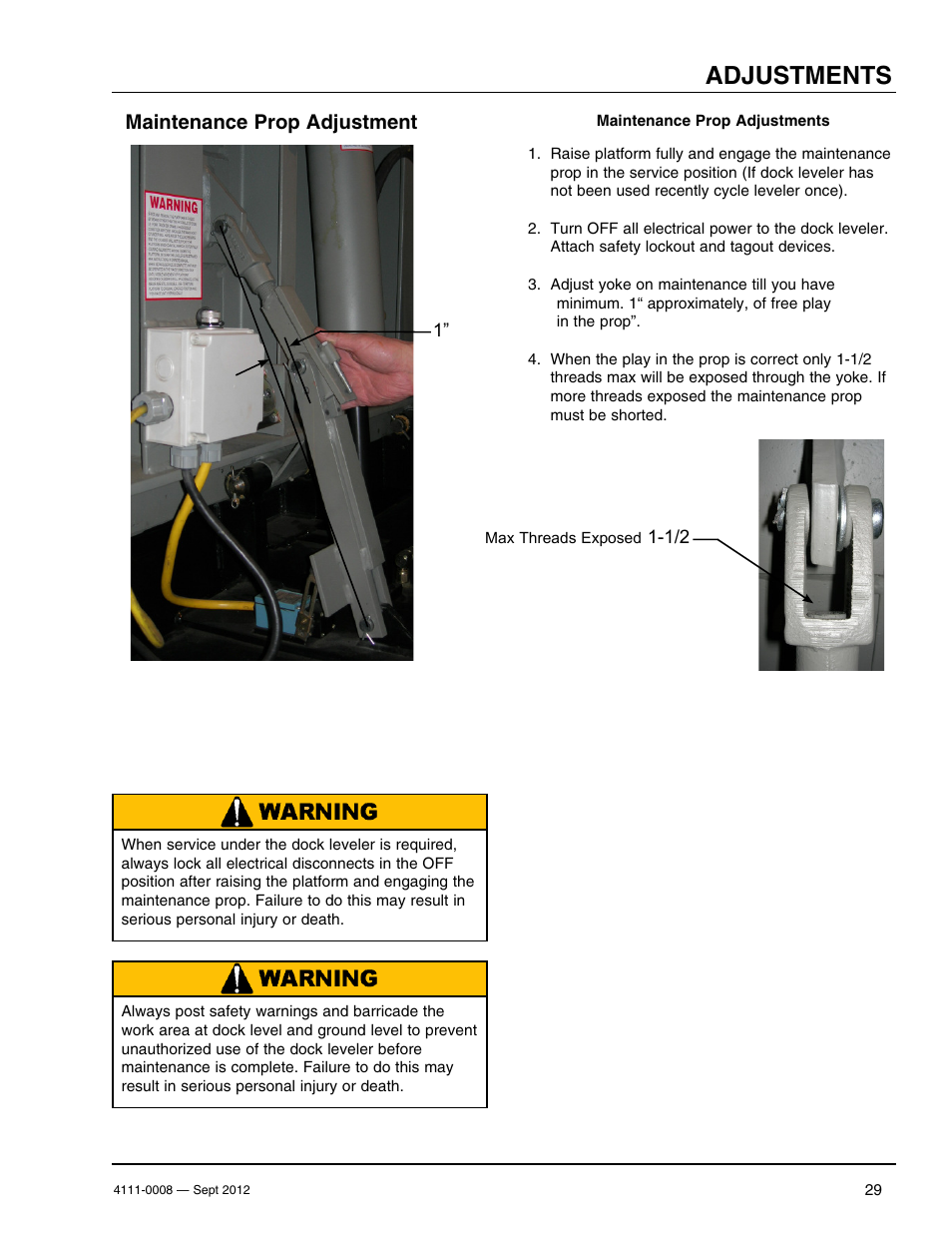 Adjustments, Maintenance prop adjustment | Poweramp VS SERIES HYDRAULIC User Manual | Page 31 / 60