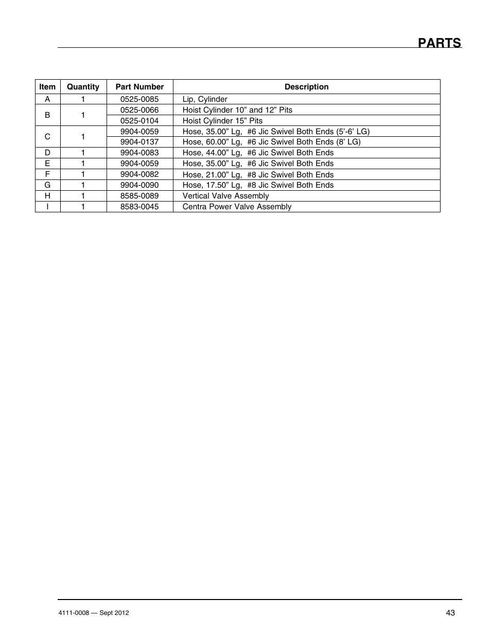Parts | Poweramp VS SERIES HYDRAULIC User Manual | Page 45 / 60