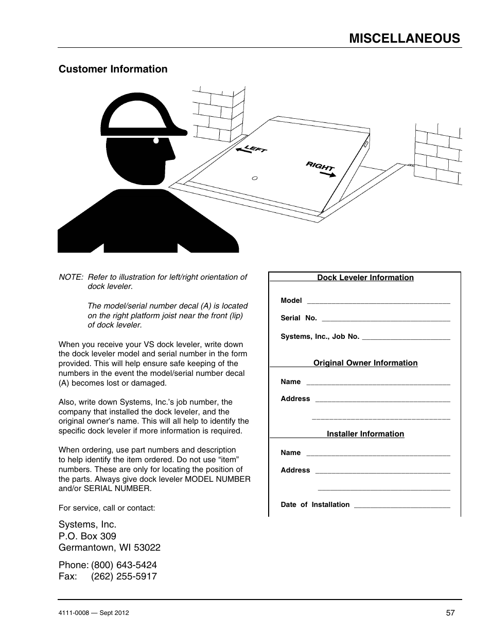 Miscellaneous, Customer information | Poweramp VS SERIES HYDRAULIC User Manual | Page 59 / 60