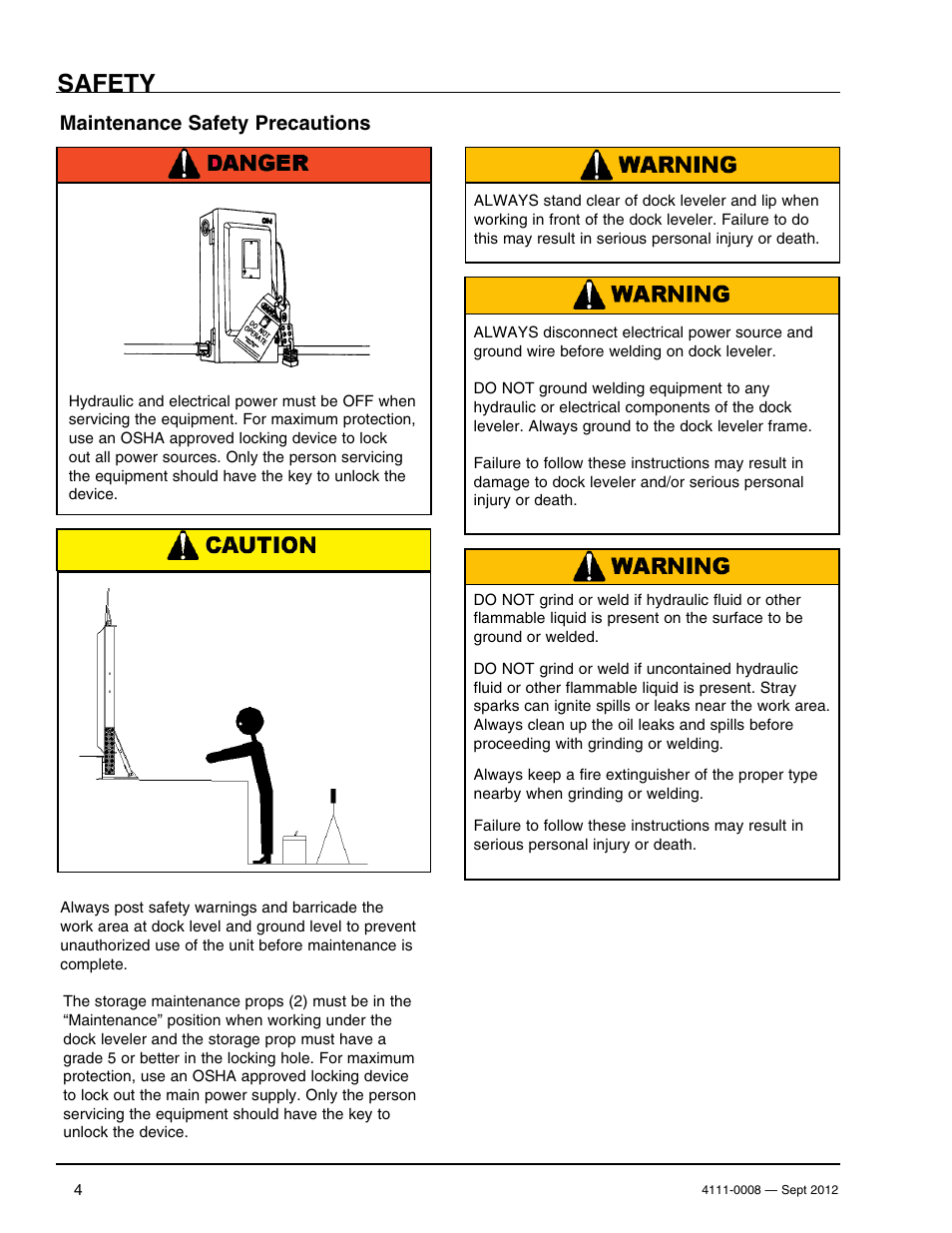 Safety, Maintenance safety precautions | Poweramp VS SERIES HYDRAULIC User Manual | Page 6 / 60