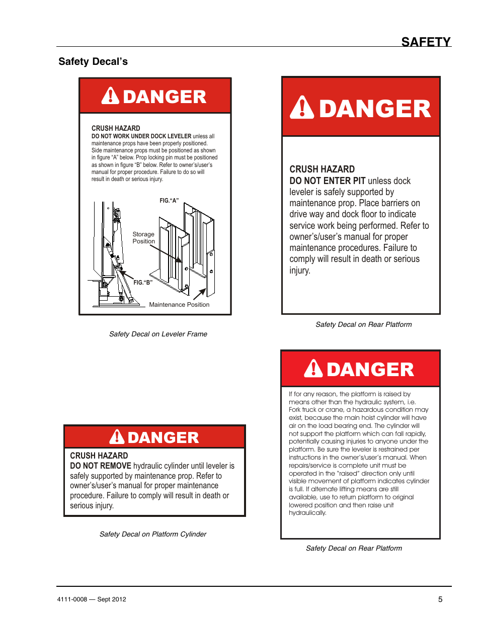 Danger, Safety | Poweramp VS SERIES HYDRAULIC User Manual | Page 7 / 60