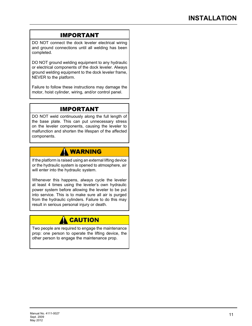 Installation, Important | Poweramp HED SERIES HYDRAULIC User Manual | Page 13 / 48