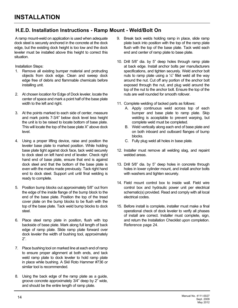 Installation | Poweramp HED SERIES HYDRAULIC User Manual | Page 16 / 48