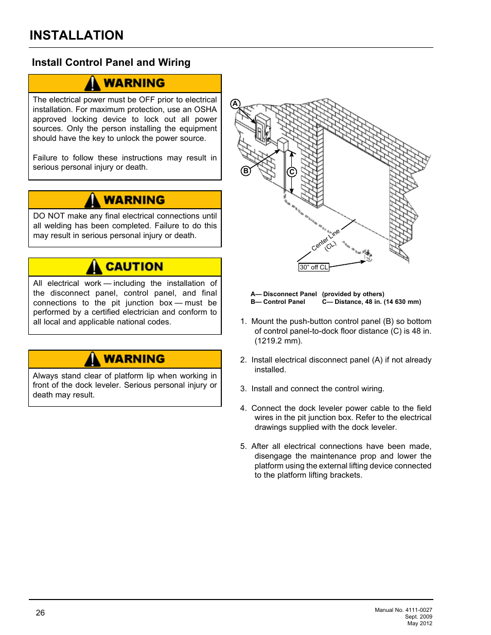 Installation, Install control panel and wiring | Poweramp HED SERIES HYDRAULIC User Manual | Page 28 / 48