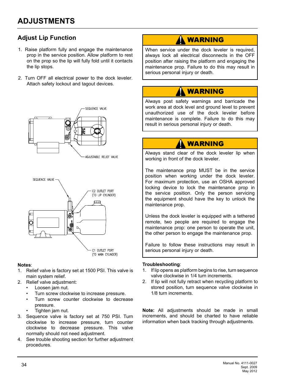 Adjustments, Adjust lip function | Poweramp HED SERIES HYDRAULIC User Manual | Page 36 / 48