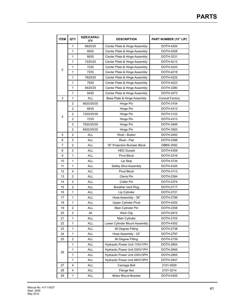 Parts | Poweramp HED SERIES HYDRAULIC User Manual | Page 43 / 48