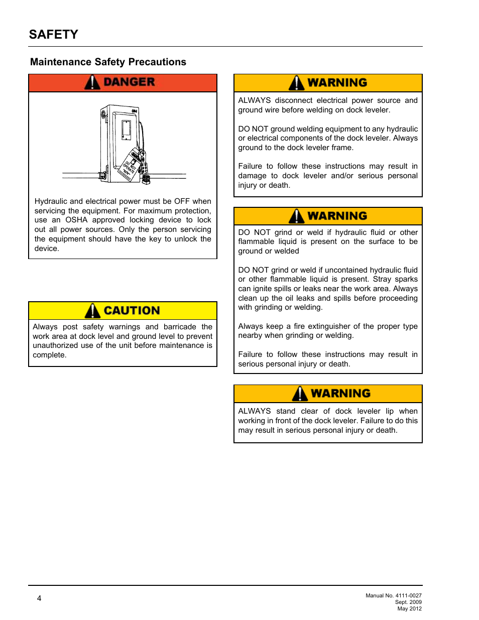 Safety, Maintenance safety precautions | Poweramp HED SERIES HYDRAULIC User Manual | Page 6 / 48