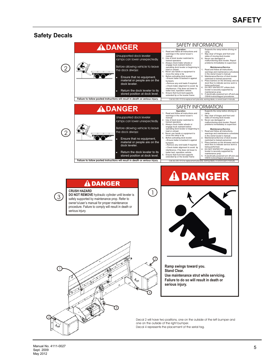 Danger, Safety, Safety decals | Safety information | Poweramp HED SERIES HYDRAULIC User Manual | Page 7 / 48