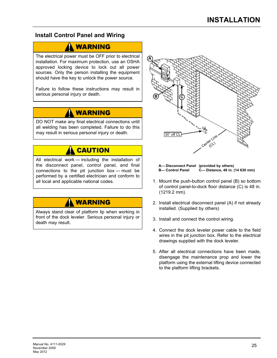 Installation, Install control panel and wiring | Poweramp HNL SERIES HYDRAULIC User Manual | Page 27 / 48