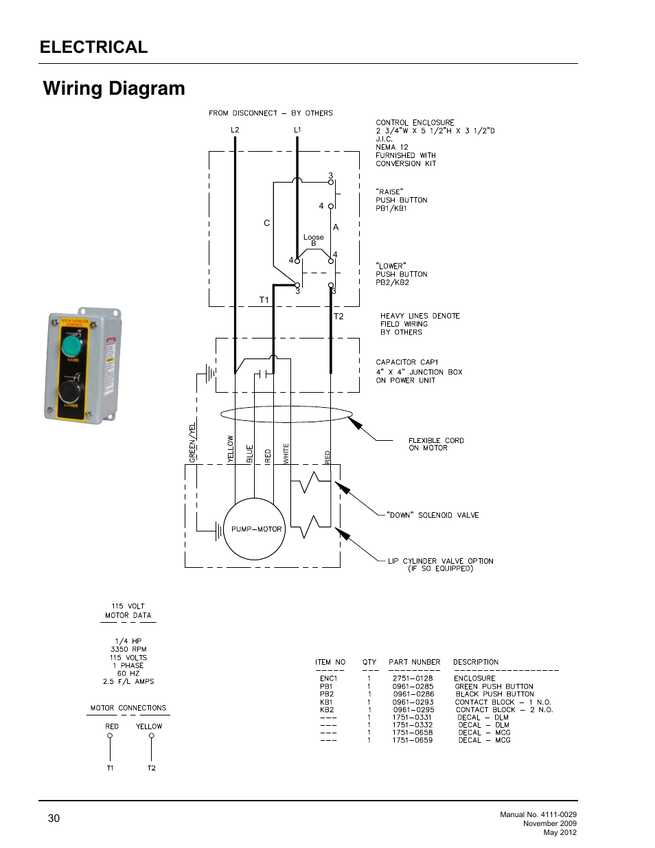 Wiring diagram, Electrical | Poweramp HNL SERIES HYDRAULIC User Manual | Page 32 / 48