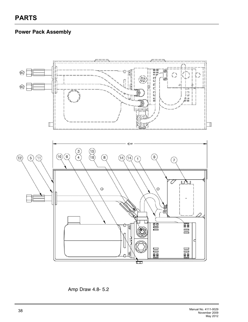 Parts, Power pack assembly | Poweramp HNL SERIES HYDRAULIC User Manual | Page 40 / 48