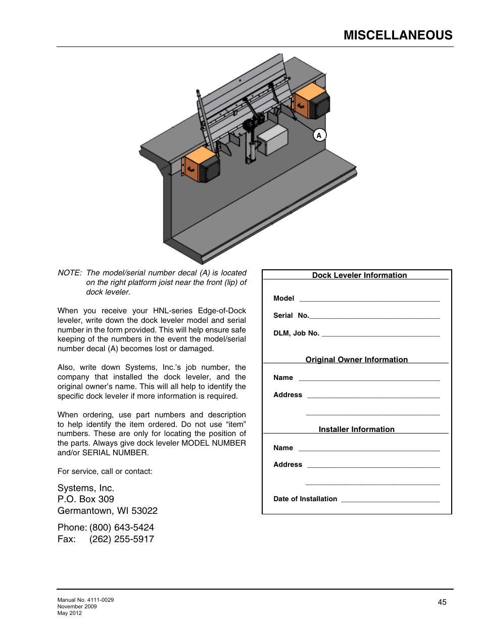 Miscellaneous, Customer information | Poweramp HNL SERIES HYDRAULIC User Manual | Page 47 / 48