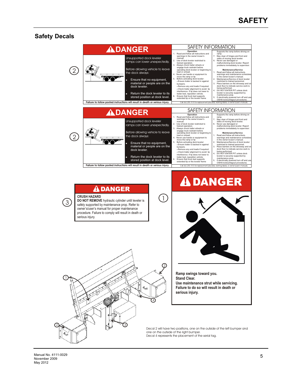 Danger, Safety, Safety decals | Safety information | Poweramp HNL SERIES HYDRAULIC User Manual | Page 7 / 48