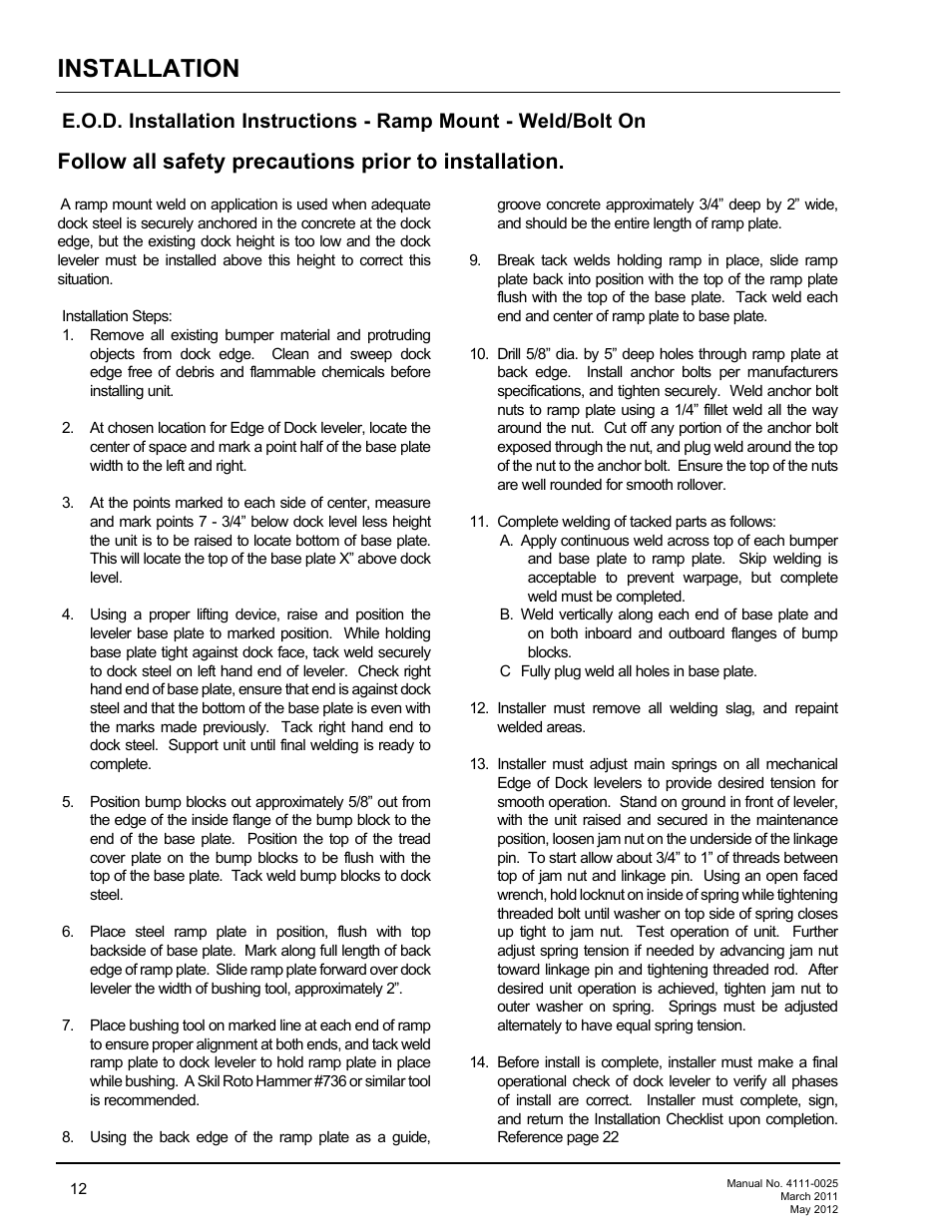 Installation | Poweramp EOD DL-NL-TS SERIES User Manual | Page 14 / 44