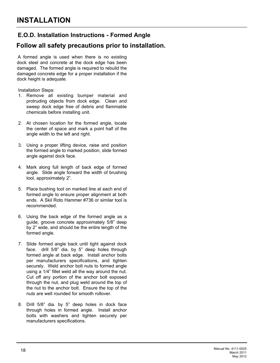Installation, E.o.d. installation instructions - formed angle | Poweramp EOD DL-NL-TS SERIES User Manual | Page 20 / 44