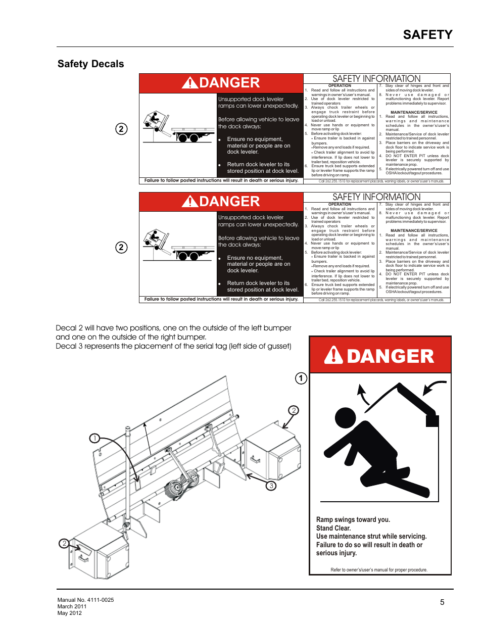 Danger, Safety, Safety information | Safety decals | Poweramp EOD DL-NL-TS SERIES User Manual | Page 7 / 44