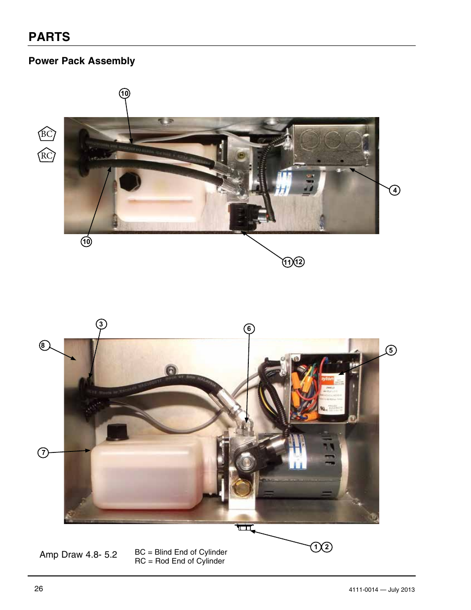 Parts, Power pack assembly | Poweramp POWERSTOP SERIES User Manual | Page 28 / 36